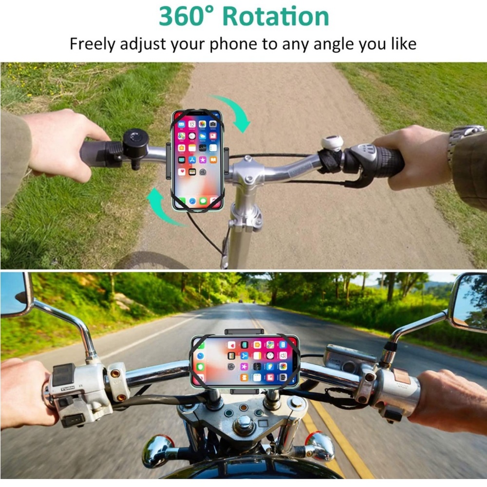 Bike Phone Mount, 360° Rotation, Anti-Shake, Adjustable